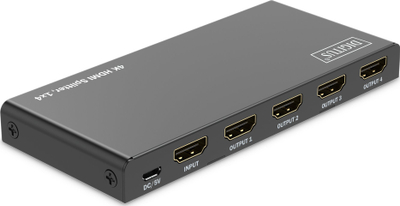 Ndarës HDMI Digitus 4K 1x4, 60 Hz, HDR, i zi