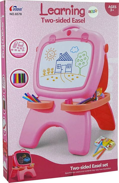Tabla dyanshme magnetike LeanToys, me shkumësa dhe marker, rozë