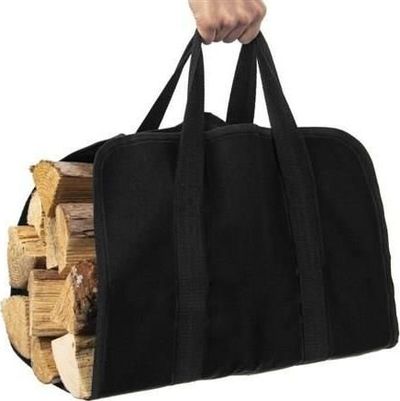 Çantë drush Northix Firewood Bag, material 600D Oxford, me dorezë, e zezë