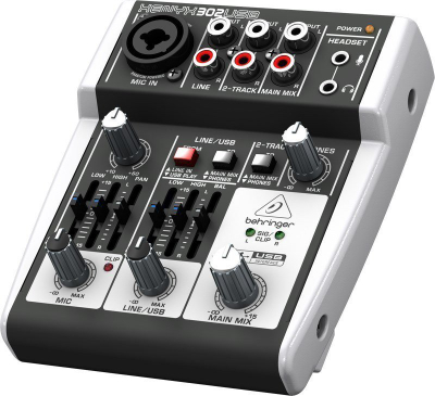 Mikser audio Behringer XENYX 302USB, me USB, i vogël, i zi