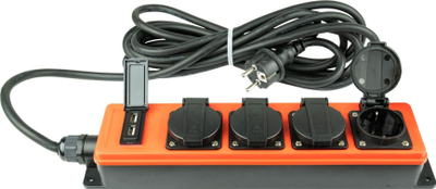 Zgjatues energjie Kabelmeister SL014-U050O, 5 m, 4 priza, portokalli me të zezë