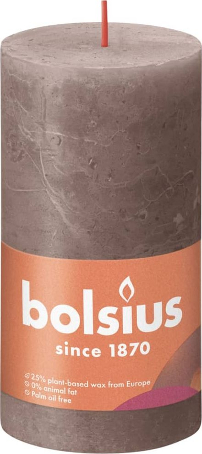 Qirinj pilier Bolsius Rustic Shine, set me 4 copë, 130x68mm, ngjyrë taupe