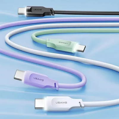 Kabllo USB Usams Lithe Series, USB C në USB C, 1.2m, 100W, vjollcë