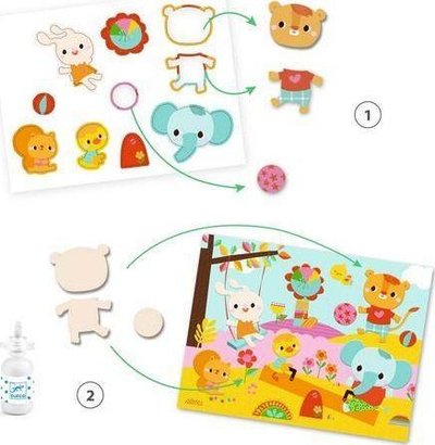 Set kolazhi Djeco Collages The Day, 4 skena, 18+ muaj, shumëngjyrësh