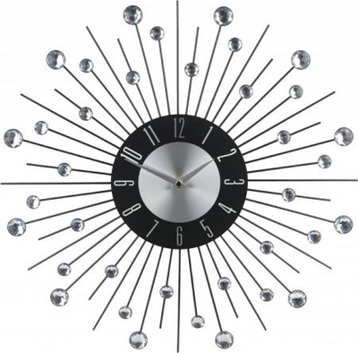 Orë muri Wall Clock Stones, 43 cm, stil modern dekor, e zezë me argjend