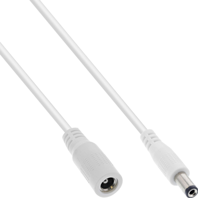 Kabllo zgjatëse DC InLine, prizë 5.5x2.5mm, 2m, e bardhë