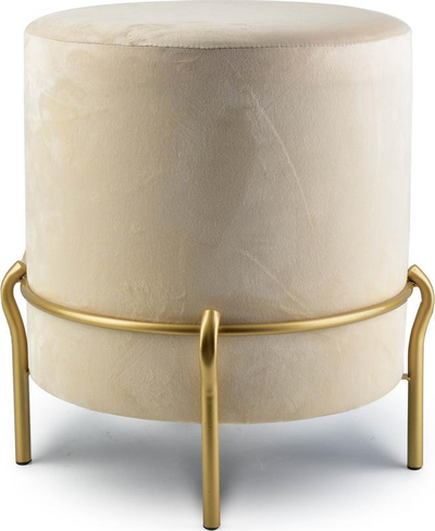 Stool kadife Mondex Layla Velvet, bazë metalike ari, krem