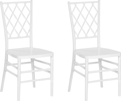 Set karrigesh për ngrënie, 2 copë, material plastik, shpinore me rrjetë, të bardha