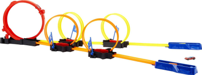 Pistë lodër Hot Wheels Multi Loop Race Off, pistë garash me ca loope, me ngjyra nga të gjitha