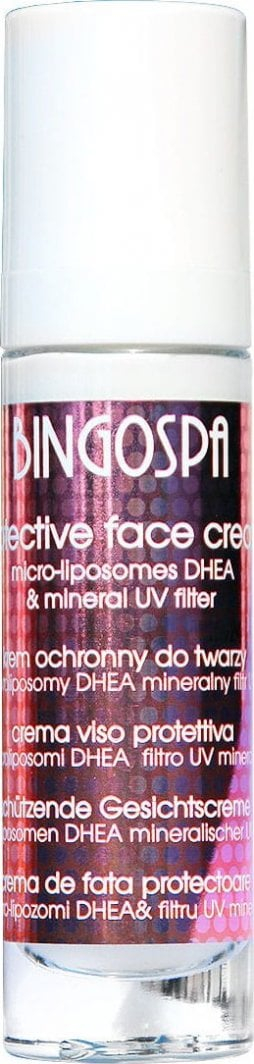 Krem fytyre BINGOSPA Microliposomes DHEA, filtër mineral UV, 50g, i bardhë