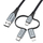 Кабел за полнење Vention 3 во 1, USB C Micro USB Lightning, 2.4A, 480Mbps, црна