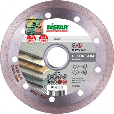 Disk diamanti Distar Decor Slim, për qeramikë dhe gres, 125mm