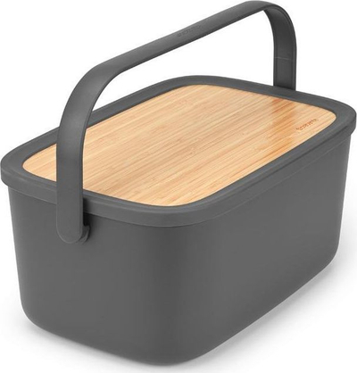 Kuti për ruajtjen e bukës Brabantia Bamboo, 16.3x25.5x39.6cm, e hirtë