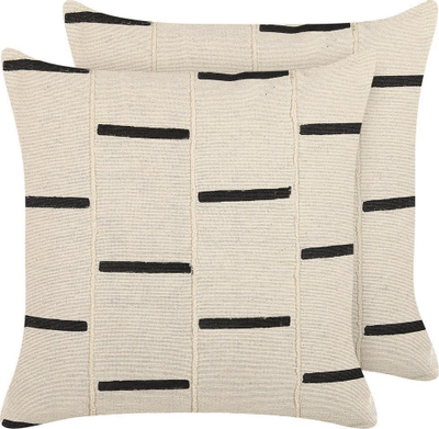 Set jastëkësh dekorativ pa markë, 45x45cm, pambuk, bezhë me motive të zeza