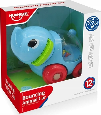 Lodër makinë elefant Huanger Bouncing Animal Car, me toptha, 12m+, blu