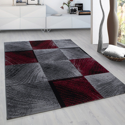 Tapet Ayyildiz Carpet Tile, polipropileni, dizajn patchwork, gri me të kuqe