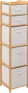 Raft banjo Bamboo Tidy Drawers Baskets, 144.3 cm, 5 shporta pëlhure, ngjyrë natyrale