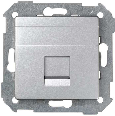 Plakë e sheshtë për RJ45 Simon 82 Detail 82005-93, 1 port, me kapak pluhuri, alumin i ftohtë