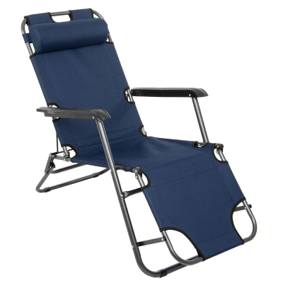 Karrige kampingu Royokamp Level, me disa pozicione, me jastëk koke, blu navy