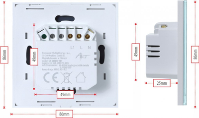 Çelës inteligjent drite Art SMART Zigbee 3.0, njëfis, i bardhë