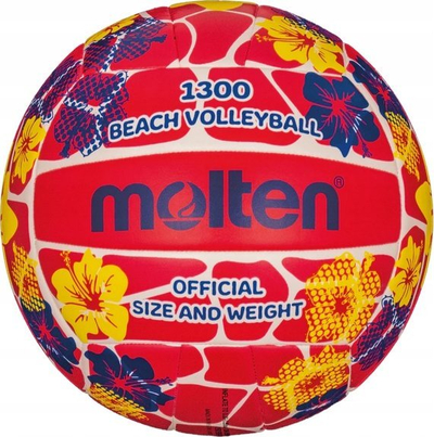 Top volejboll plazhi Molten, masa 5, për lojë qejfi, me lule të kuqe