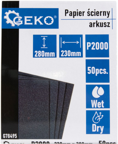 Letër shmirë uji P2000, 230x280mm, set 50 fletë, ngjyrë e errët
