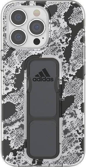 Maskë telefoni Adidas SP Clear Grip Paisley për iPhone 13 / 13 Pro 6.1", me mbajtëse, transparente me të zezë
