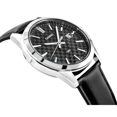 Ora dore Casio MTP-VD03L-1AUDF, analog, rrip lëkure, e zezë