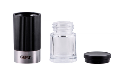 Set mulli për kripë dhe piper, bërthamë qeramike, me mbajtëse, transparent