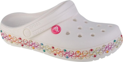 Детски сандали Crocs Crocband Stretch Necklace Jr 208269-94S, Croslite, со ремен, бели повеќебојни