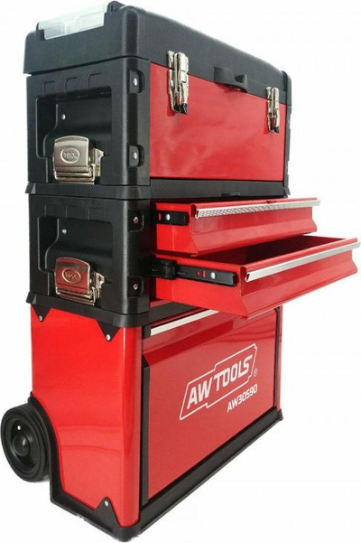 Karrocë veglash AWTools AW30590, modulare, me rrota, e zezë