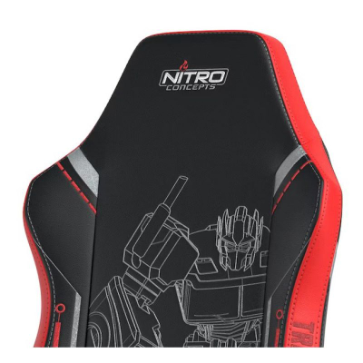 Karrige gaming Nitro Concepts X1000 Transformers Autobots Edition, mbështetëse 3D, lëkurë PU, e zezë me të kuqe