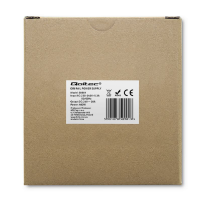Furnizues energjie industrial Qoltec 50901, 480W, 24V 20A, gri