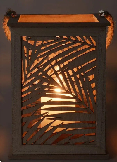 Lanternë dekorative Wind Light me gjethe, 26x18x18 cm, efekt druri, transparente
