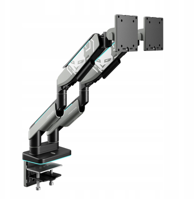 Mbajtëse dy monitorësh Diablo Chairs RGB X-Arm Dual, deri 35", ndriçim RGB, gri e zezë
