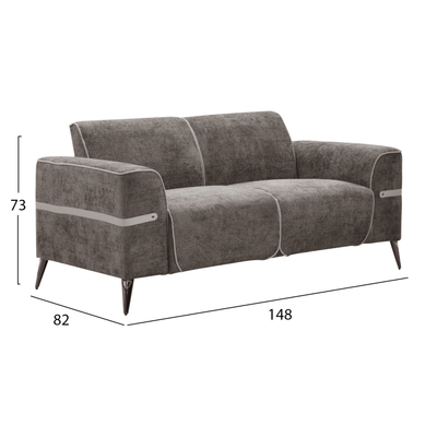 Set divanësh Ferin HM6070.02, 3+2 vende, këmbë metalike, gri dark brown