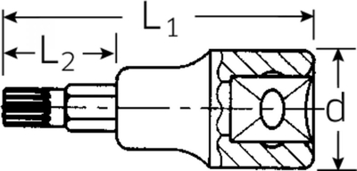 Bit dasti Stahlwille 3060016 TRISQUARE, 1/2", M16, metalik