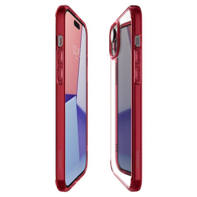 Kapak telefoni Spigen Ultra Hybrid për iPhone 15 Plus, i tejdukshëm, i kuq