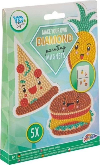 Set kreativ Grafix Make Your Own Diamond Painting Magnets, 5 copë, për kalamaj 6+
