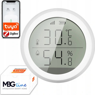 Senzor temperature dhe lagështie Tuya ZigBee, me ekran LCD, i bardhë