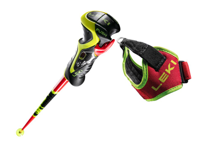 Shkopinj ski Leki WCR SL 3D, alumini HTS 6.5, 120cm, kuqe jeshile e zezë