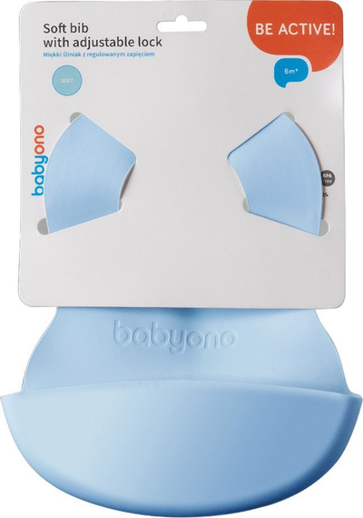 Babero plastike BABYONO Soft, me xhep, pa BPA, blu