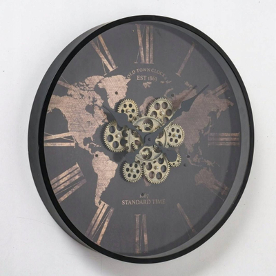 Orë muri Boltze Modern World Map, 57 cm, MDF, e zezë