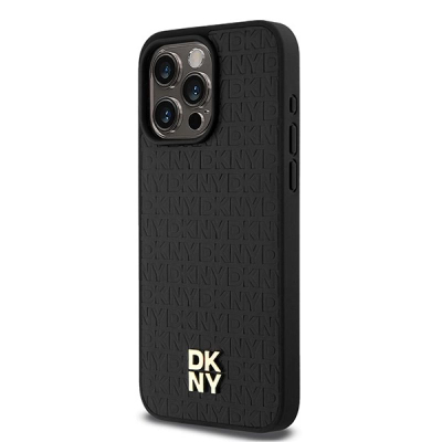 Kapak telefoni DKNY PU Leather Repeat Pattern, MagSafe, për iPhone 15 Pro Max, i zi