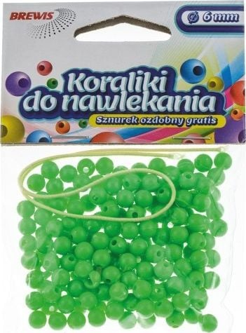 Set rruzash Beads For Stringing Green Cord, 6mm, 16g, jeshile