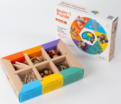 Set puzzle mendore Brain Puzzle, 6 copë, shumëngjyrëshe