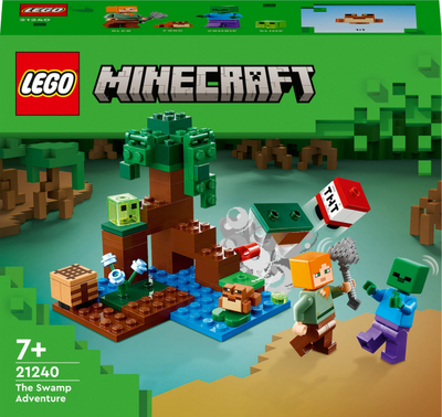 Set ndërtimi LEGO Minecraft 21240 Aventurat në Kënetë, për kalamaj 7+ vjeç, me figura, shumëngjyrësh