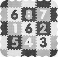 Tapet shkumë puzzle Milly Mally Jolly 3x3, me numra, antirrëshqitës, gri