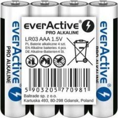 Bateri alkaline EverActive Battery Pro AAA LR03, 125mAh, set me 4 copa