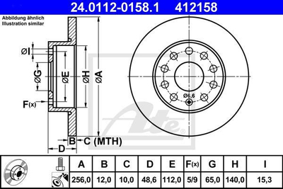 Disk frenash ATE 24.0112-0158.1, mbrapa, 256mm, i veshur kundra korrozionit